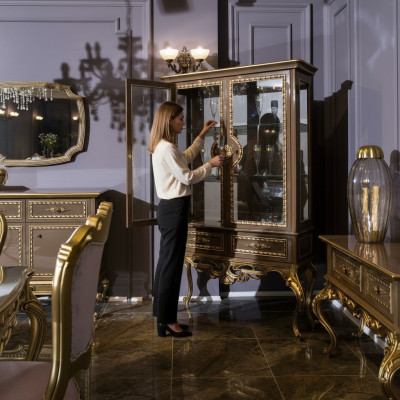 Gouden vitrine barok rococo meubels kast glazen kast planken vitrines