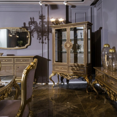 Gouden vitrine barok rococo meubels kast glazen kast planken vitrines