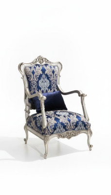 Luxe fauteuil met één zitplaats gestoffeerd meubilair blauw bloemenpatroon bank lounge barok