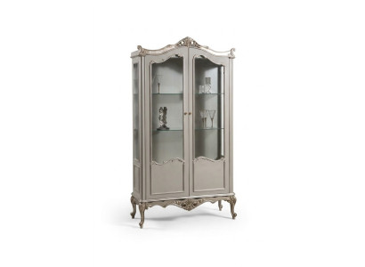 Lichtgrijze vitrine Barok Rococo kast Glazen kast Vitrines Klassiek