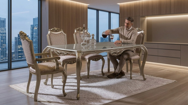 Eetkamer set Eetgroep Klassiek Barok Rococo 4-delig Stoelenset 4x Stoelen