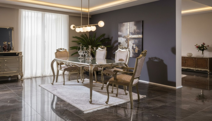 Eetkamer set Eetgroep Klassiek Barok Rococo 4-delig Stoelenset 4x Stoelen