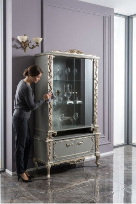 Vitrine glas houten kast vitrine woonkamer meubels dressoir kasten