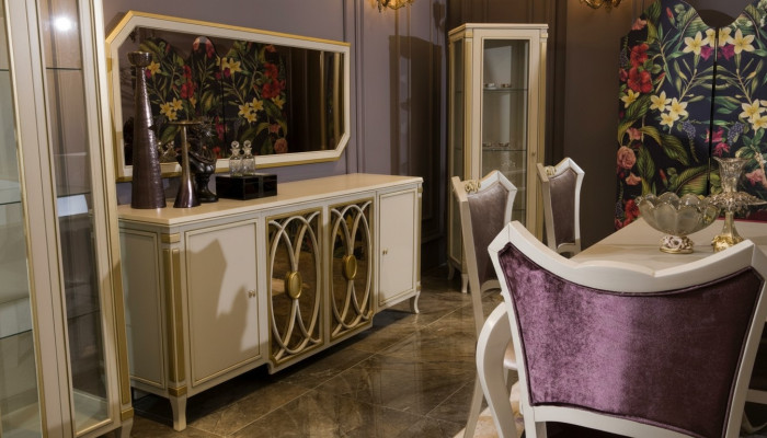 Klassieke set vitrine tv Sideboard Luxe vitrinekast set 2-delig.