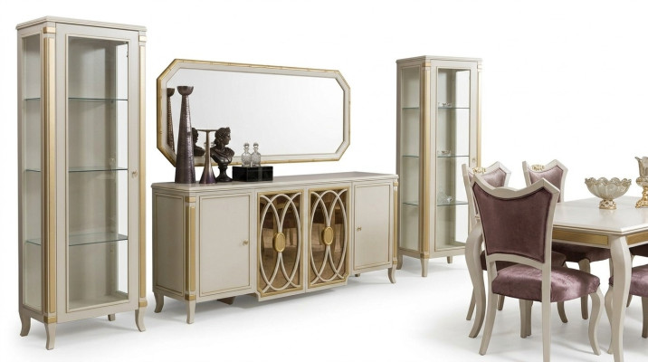 Klassieke set vitrine tv Sideboard Luxe vitrinekast set 2-delig.
