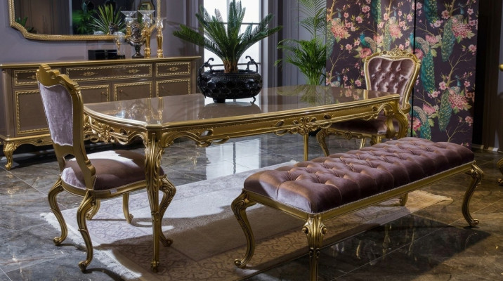 Eetkamerset Eettafel Klassiek Echt Hout Luxe 4-delige Stoelset Groep