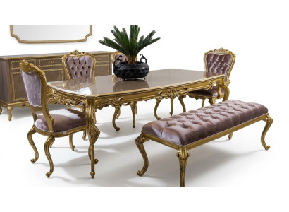 Eetkamerset Eettafel Klassiek Echt Hout Luxe 4-delige Stoelset Groep