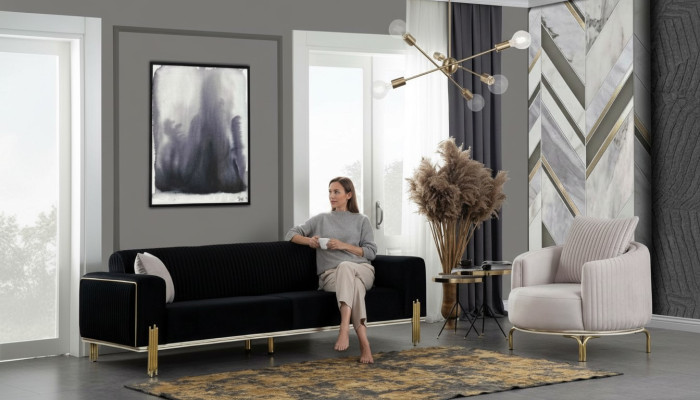 Luxe bankstel set Bankstel 331 zitbank banken fauteuil stof 3-delige sets Nieuw.