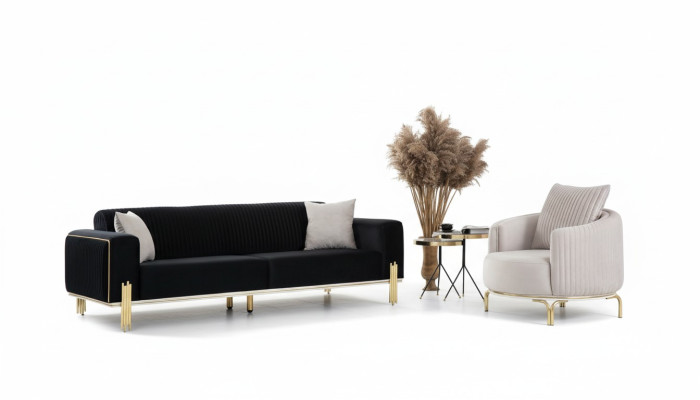 Luxe bankstel set Bankstel 331 zitbank banken fauteuil stof 3-delige sets Nieuw.
