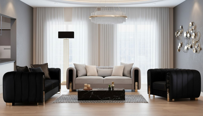 Luxe bankstel set bankstel 3+3+1 zitsbank banken fauteuil stof 3-delige sets.