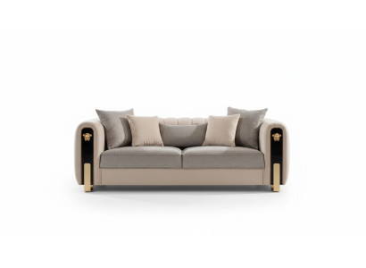 Luxe gestoffeerde 3-zitsbank in beige in eigentijdse stijl