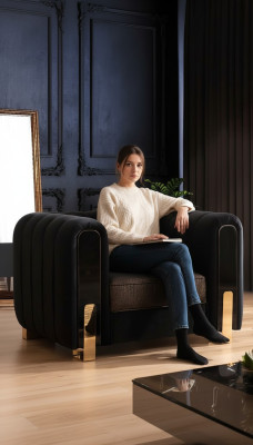 Medusa fauteuil luxe fauteuil van eenzitter stof bekleding meubels banken zwart stof