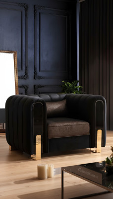 Medusa fauteuil luxe fauteuil van eenzitter stof bekleding meubels banken zwart stof