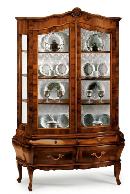 Massief houten dressoir met 2 laden en glazen deuren Eetkamer dressoir Woonkamer