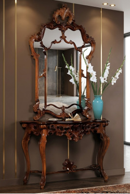 Console + Mirror Designer Console Table Wooden Table Console Luxury Set 2 pieces.