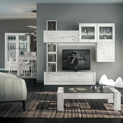 Ontwerp wandkast rek woonkamer houten kasten vitrinekast Italië Nieuw.