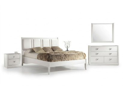 Slaapkamer Bed Nachtkastje Commode Spiegel Set Groep Hout Luxe 5-delig