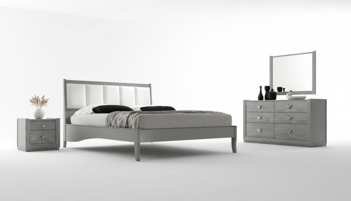 Slaapkamer Bed Nachtkastje Bedden Hout Groep Tweepersoons Design Meubelset Set 3-delig.
