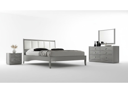 Slaapkamer Bed Nachtkastje Bedden Hout Groep Tweepersoons Design Meubelset Set 3-delig.