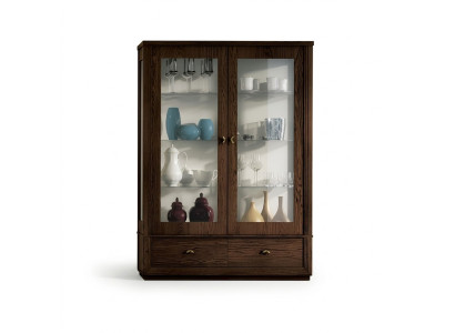 Vitrine Luxe etalage Vitrines Glazen kast Modern Hout Grijs Plank Dressoir