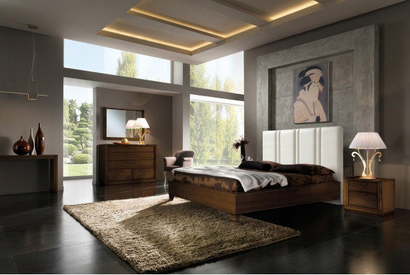 Slaapkamer Bed nachtkastje Tweepersoonsbedden Modern bedframe Beddenset 3-delig.