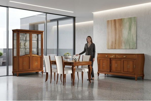 Ontwerp Set 7-delig eetkamer eettafel stoel dressoir vitrine groep eet tafels hout