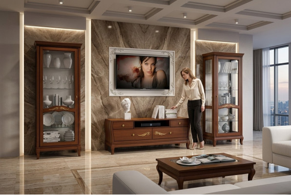 rtv Set 3-delig. Woonkamer vitrine TV Moderne houten meubelen kast Stijl Nieuwe groep