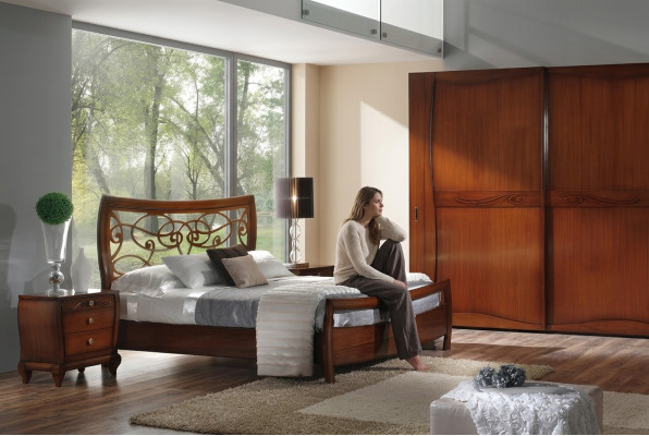 Slaapkamer Bed Nachtkastje Bedden Tweepersoons Hotel Design Houten Set van 3 stuks.