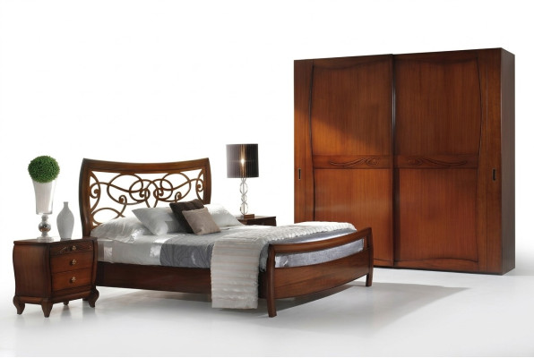 Slaapkamer Bed Nachtkastje Bedden Tweepersoons Hotel Design Houten Set van 3 stuks.