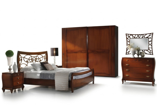 Luxury set slaapkamer bed nachtkastje kledingkast ladekast spiegel nieuw 6-delig