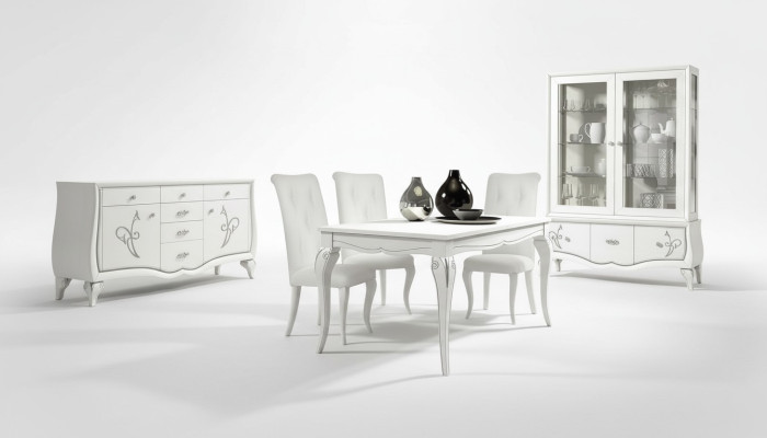 Eetkamer Eettafel Stoel Dressoir Vitrine Groep Tafel Hout Tafels Luxe Set 7-delig.