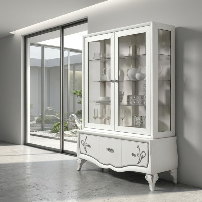 Luxe vitrine glazen kast antieke stijl modern houten vitrines Italiaanse meubels