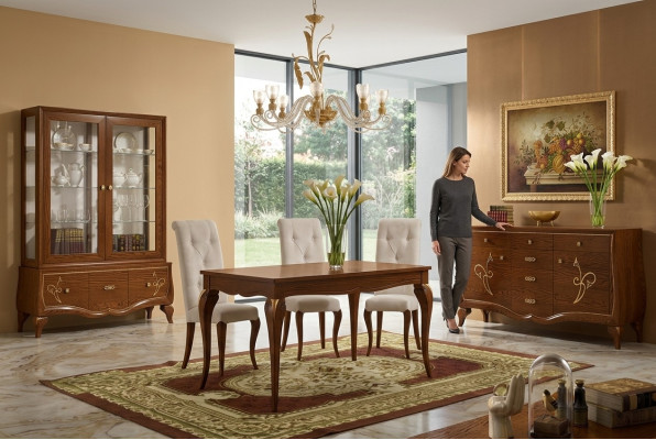 Eetkamer Eettafel Stoel Dressoir Vitrine Groep Eet Houten Set Nieuw 7-delig.