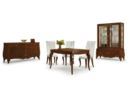 Garnituur Eetkamer Eettafel Stoel Commode Vitrine Tafel Tafels Groep Set 7-delig.