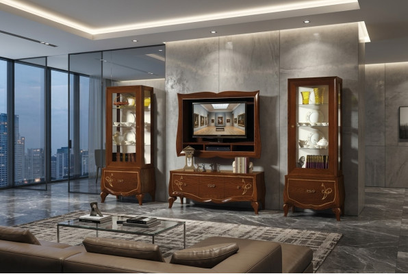 rtv Set Woonkamer Vitrine tv Modern Hout Meubel Kast Stijl Groep Italiaans