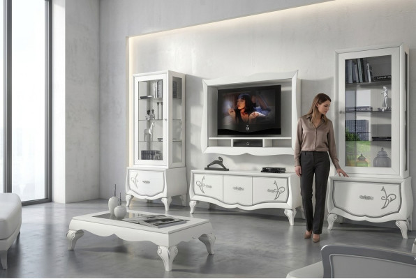 Garnituur rtv Set 4-delig. Woonkamer TV lage kast Vitrine Dressoir Kast Design Nieuw