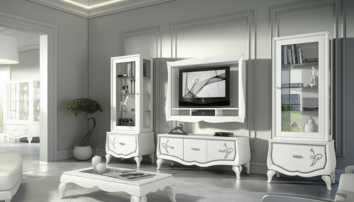 Garnituur rtv Set 4-delig. Woonkamer TV lage kast Vitrine Dressoir Kast Design Nieuw