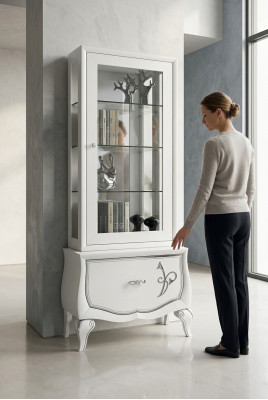 Vitrine glas kast kasten plank hout vitrine ontwerp modern woonkamer nieuw