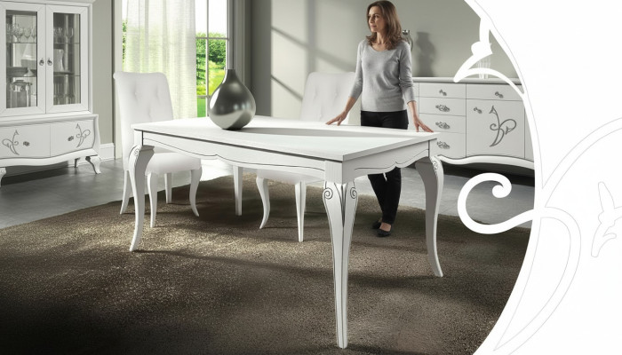 Uitschuifbare eettafel Grote tafels Modern houten eetkamerontwerp Wit Nieuw