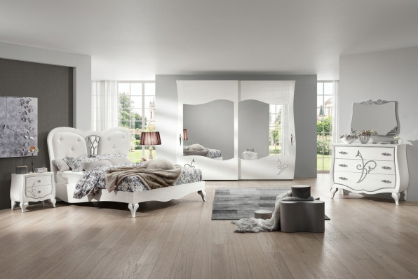Slaapkamer Bed Nachtkastje Kledingkast Commode Spiegel Nieuwe 6-delige Luxe Set