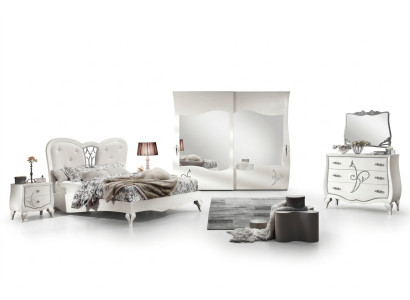 Slaapkamer Bed Nachtkastje Kledingkast Commode Spiegel Nieuwe 6-delige Luxe Set