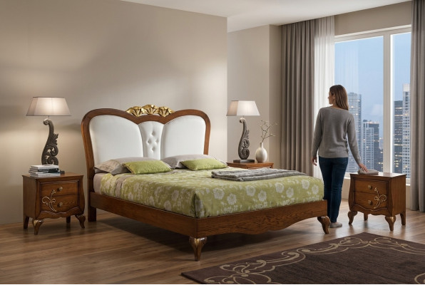 Slaapkamer Bed Nachtkastje Houtontwerp Bedden Nachtkastjes Set 3-delig Meubelsets