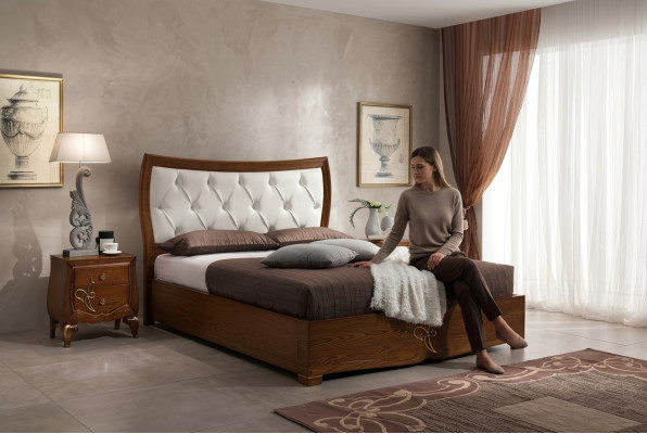 Slaapkamer Bed Nachtkastje Bedden Groep Hout Dubbel Ontwerp Set 3-delig.