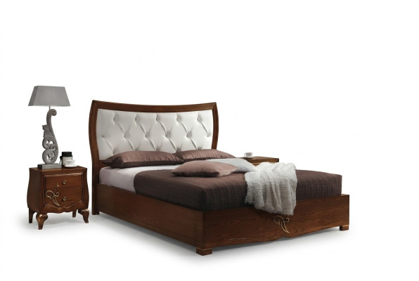 Slaapkamer Bed Nachtkastje Bedden Groep Hout Dubbel Ontwerp Set 3-delig.