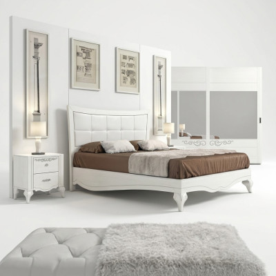 Slaapkamer Bed Nachtkastje Bedden Dubbel Hout Ontwerper Modern Nieuw Set 3-delig