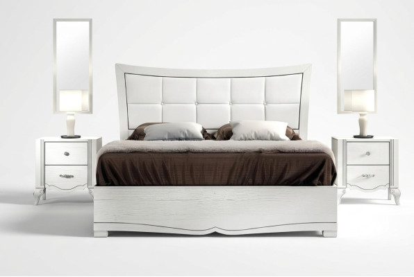Tweepersoonsbed Bedden Bed Bekleding Houten Designer Tweepersoons Bedframe Wit Bedframes