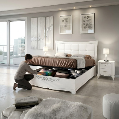 Garnituur Set 3-delig Slaapkamer Bed Nachtkastje Dubbel Hout Modern Groep Bedden