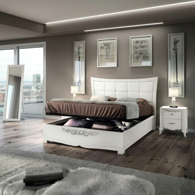 Garnituur Set 3-delig Slaapkamer Bed Nachtkastje Dubbel Hout Modern Groep Bedden