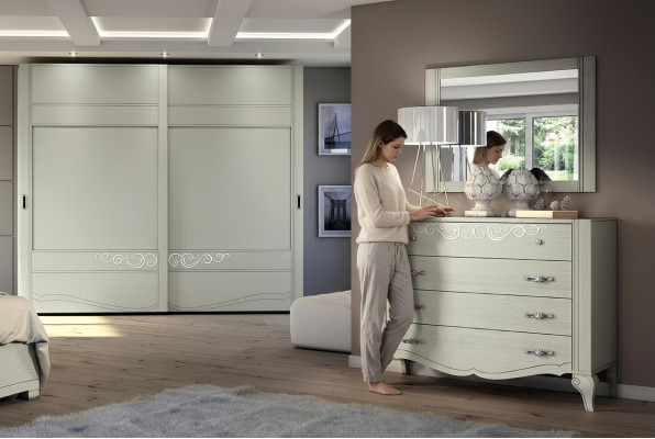 Ladenkast Spiegel Kast Laden Rek Console Meubels Houten kast Italië Set van 2 stuks.