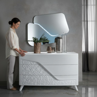 Luxe set, 2-delig dressoir spiegel dressoirs hout console modern design wit nieuw